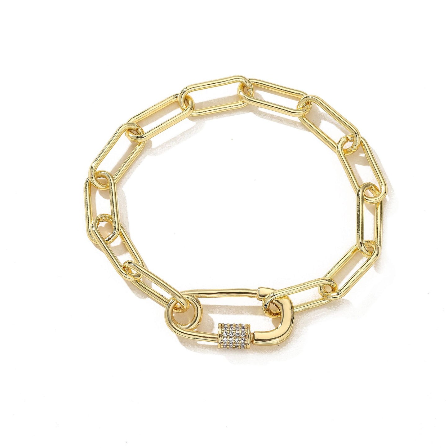 Geometric Pin Lock Pendant Chunky Chain Necklace or Bracelet
