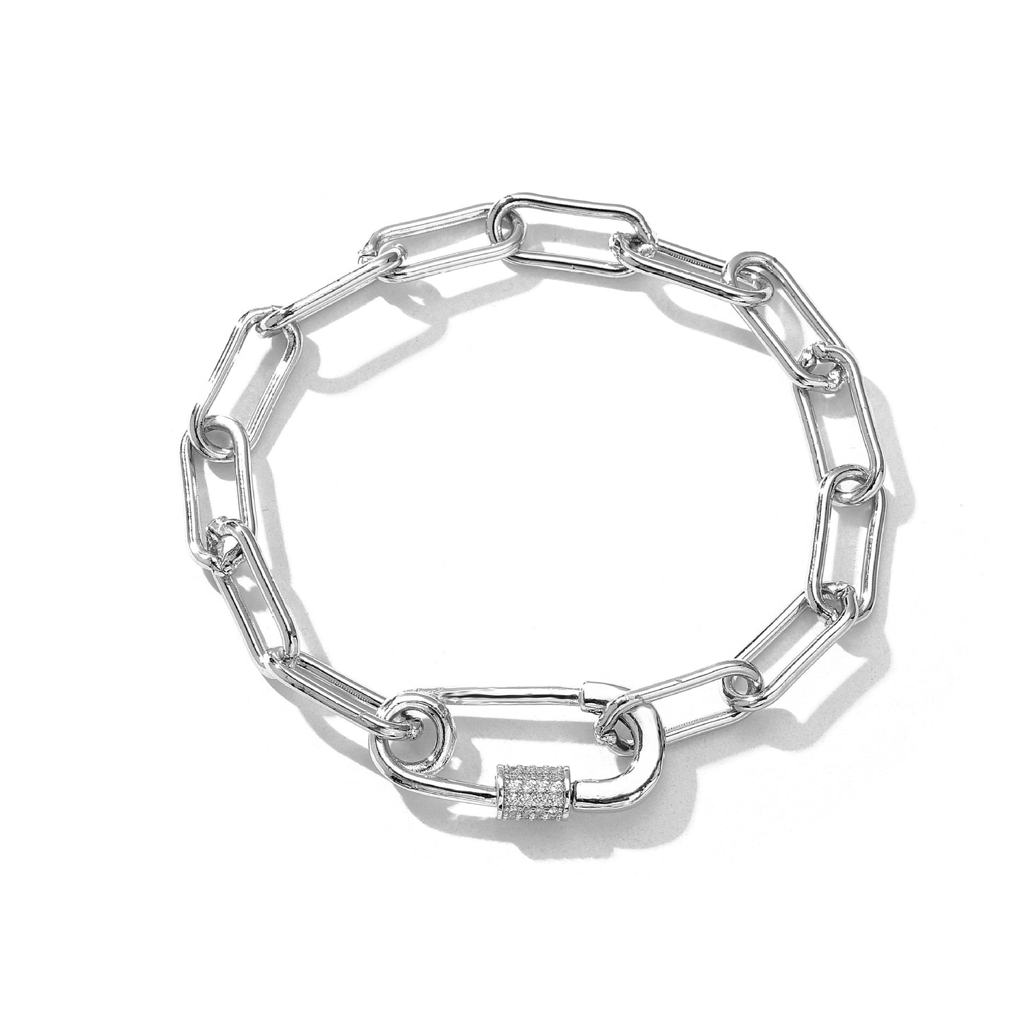 Geometric Pin Lock Pendant Chunky Chain Necklace or Bracelet