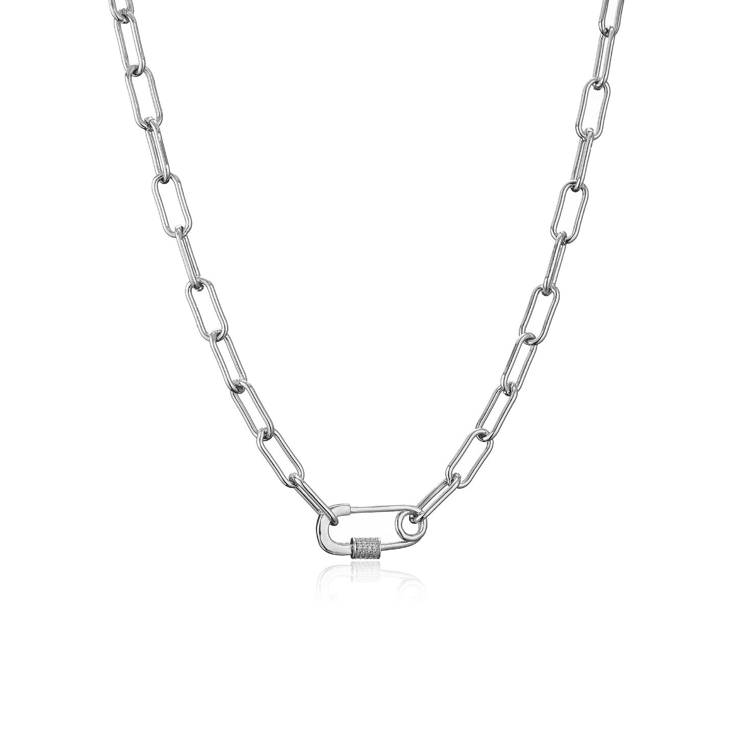 Geometric Pin Lock Pendant Chunky Chain Necklace or Bracelet
