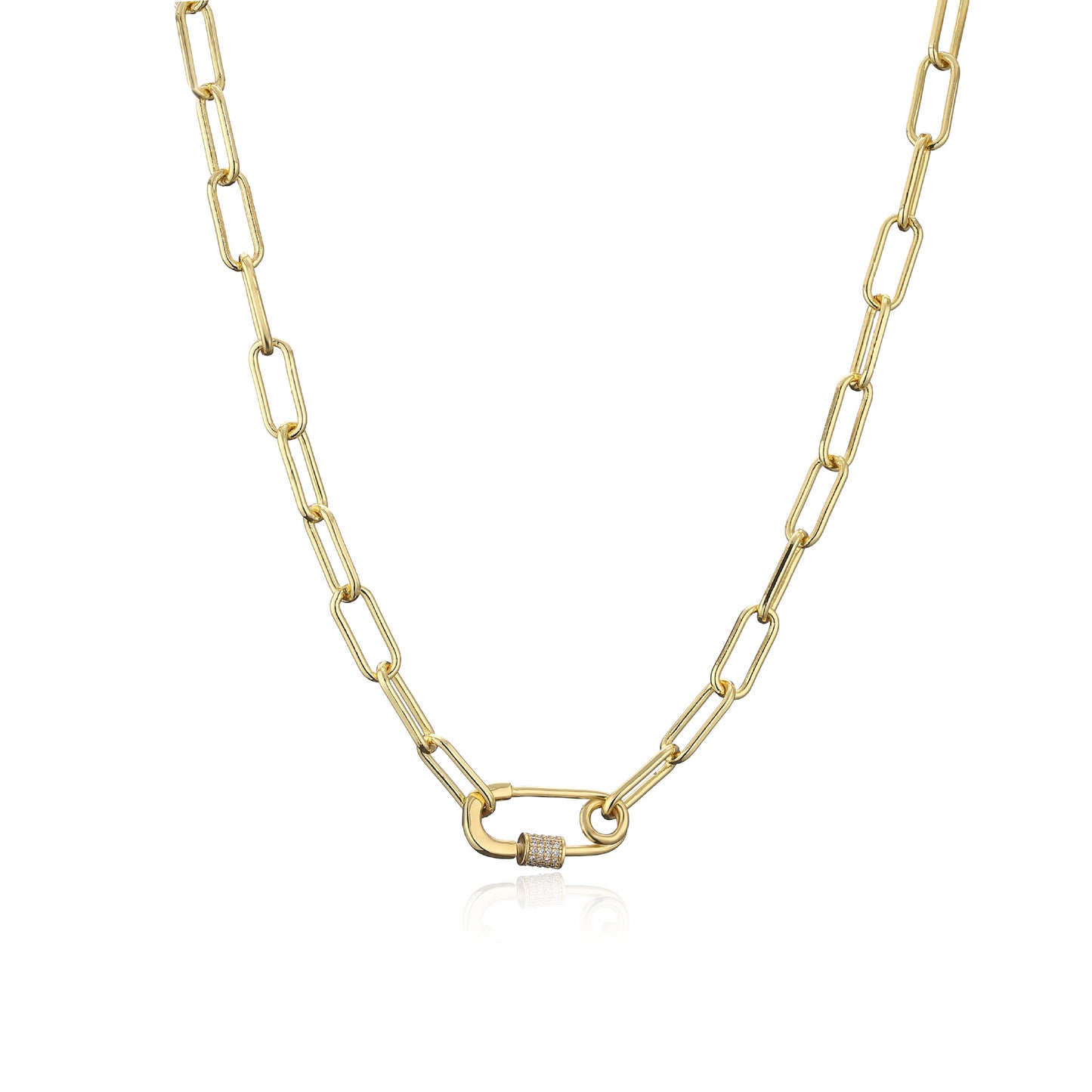 Geometric Pin Lock Pendant Chunky Chain Necklace or Bracelet